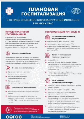 ПЛАНОВАЯ ГОСПИТАЛИЗАЦИЯ  в период эпидемии короновирусной инфекции в рамках ОМС