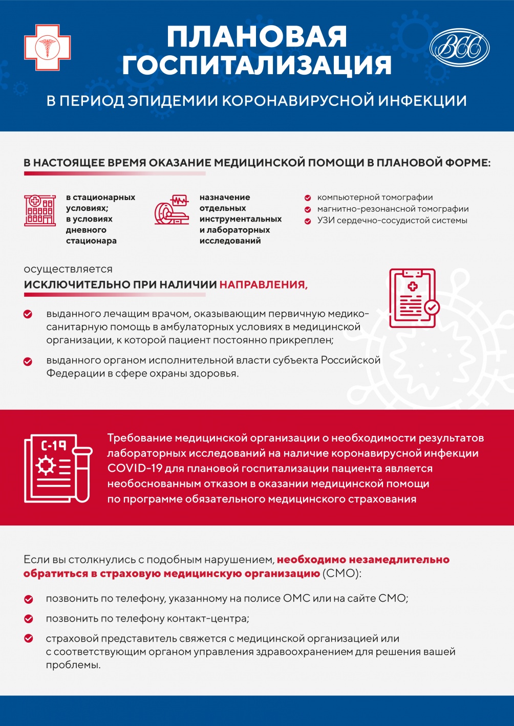 ПЛАНОВАЯ ГОСПИТАЛИЗАЦИЯ  в период эпидемии короновирусной инфекции