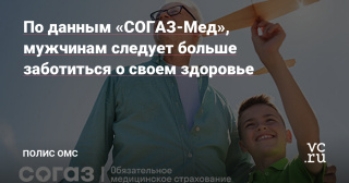 По данным «СОГАЗ-Мед», мужчинам следует больше заботиться о своем здоровье 